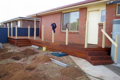 New deck and steps (unfinished).